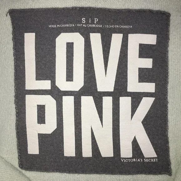 PINK Victorias Secret Womens S Mint Green Gray Zip Up Long Sleeve Hoodie READ - Picture 6 of 10